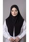 Siyah Pratik Hazır Geçmeli Tesettür Eşarp Sandy Kumaş Yırtmaçlı Düz Hijab 2310 01