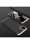 Noktaks - iPhone Uyumlu 11 Pro Max - Kılıf 3 Parçalı Parmak İzi Yapmayan Sert Ays Kapak - Siyah-gold