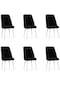 Haman 6 Adet Elit Serisi Babyface Kumaş Beyaz Ahşap Gürgen Ayaklı Mutfak Sandalyeleri Siyah