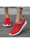 Kırmızı 2022 Örgü Spor Ayakkabı Kadın Rahat Ayakkabılar Moda Spor Ayakkabı Kadın Daireler Çorap Üzerinde Kayma Eğitmenler