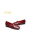 Kırmızı Kadın Düz Ayakkabı Bahar Yeni Hakiki Deri Kadın Rahat Ayakkabılar Büyük Boy Rahat Anne Ayakkabısı Kadın