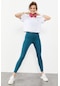 Tommy Life Zümrüt Yüksek Bel Streç Slim Fit Dar Paça Kadın Tayt - 94545 Zümrüt