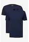 AC&Co / Altınyıldız Classics Erkek Lacıvert-lacıvert 2'li Paket Slim Fit Dar Kesim Pamuklu Basic Tişört