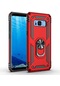 Kilifone - Samsung Uyumlu Galaxy S8 - Kılıf Yüzüklü Çift Katman Zırh Tank Vega Kapak - Kırmızı