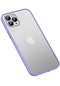 iPhone Uyumlu 12 Pro Kamera Koruyucul Kılıf Arkası Buzlu Mat Transparan Retro Kapak Koruma - Lila