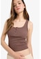 Defacto Coool Fitted Düğmeli Yaka Fitilli Kaşkorse Atlet F0001ax25smbn334 Kahve