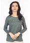 Yeni Model Taş İşlemeli Yuvarlak Yaka Likralı Anne Penye Bluz 6420-mint Yeşili