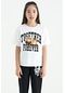 Tommy Life Beyaz Ayıcık Baskılı O Yaka Oversize Kısa Kol Kız Çocuk T-shirt - 75116 Beyaz