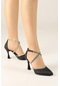 Kadın Amor Siyah Çapraz Taş Detaylı Topuklu Ayakkabı-siyah1