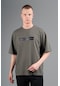 Maraton Sportswear Oversize Erkek Bisiklet Yaka Kısa Kol Basic Haki T-shirt 22749-haki