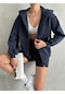 Kadın Fermuarlı Oversize Sweat Hırka Lacivert