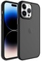 iPhone Uyumlu 14 Pro Kılıf Metal Buzlu Transparan Çerçeve, Hassas Butonlu Renkli Kapak May - Siyah