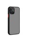 Noktaks - iPhone Uyumlu 11 Pro - Kılıf Arkası Buzlu Renkli Düğmeli Hux Kapak - Siyah