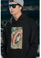 Vintage Kaptan Amerika Baskılı Unisex Oversize Hoodie Siyah