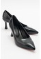 Pedra Siyah Baskı Kadın Topuklu Ayakkabı