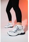 Buren Beyaz-gri Kadın Kalın Taban Spor Sneakers