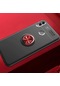 Kilifone - Huawei Uyumlu Honor 8c - Kılıf Yüzüklü Auto Focus Ravel Karbon Silikon Kapak - Siyah-kırmızı