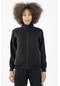 Maraton Sportswear Regular Kadın Dik Yaka Düşük Kol Basic Siyah Tracktop 22182-siyah