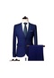 Yeni Erkek İş Gündelik Düz Renk 2 Düğmeli Takım Elbise - Koyu Mavi