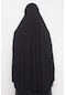 Kollu Sufle Çarşaf Üstü Peçeli Pratik Tesettür Hijab - Nikaplı Namaz Örtüsü Siyah