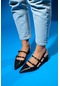 Luvishoes Cenova Siyah Cilt Kadın Topuklu Sandalet