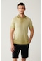 Erkek Açık Haki Polo Yaka Boya Efektli Regular Fit Triko T-shirt A41y5114