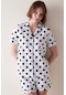 Penti Black Dotted Beyaz Gömlek Şort Pijama Takımı Pnf9hmag24ıy-wt3