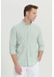Erkek A.mınt Tailored Slim Fit Dar Kesim Düğmeli Yaka Keten Görünümlü %100 Pamuk Flamlı Gömlek