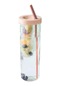 Meyve Infuser Su Şişesi, 700ml Taşınabilir Spor Su Şişesi Söndürülebilir Samanlı Büyük Kapasiteli Fitness Spor Salonu Açık Hava Aktiviteleri İçin Açık İçme Kupası Koyu Sarı