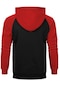 Motosiklet Siluet Kırmızı Renk Reglan Kol Kapşonlu Sweatshirt Kırmızı
