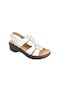 Beyaz Kadın Ayakkabıları Yaz 2022 Artı Boyutu Balık Ağzı Çiçekler Cırt Cırtlı Sandalet Kadın Kama Rahat Roma Sandalet Kadın Deri Sandalet