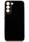 Samsung Galaxy S22 Plus Kılıf Lopard Parlak Kenarlı Altın Işlemeli Kamera Korumalı Kapak Bark - Siyah