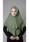 Fıstık Yeşili Pratik Hazır Geçmeli Tesettür Eşarp Pamuk Caz Kumaş Çift Katlı Düz Hijab 2303 36