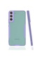Mutcase - Samsung Uyumlu Galaxy S22 Plus - Kılıf Kenarı Renkli Arkası Şeffaf Parfe Kapak - Mor