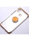 Kilifone - Huawei Uyumlu P20 Lite - Kılıf Yüzüklü Kenarları Renkli Arkası Şeffaf Gess Silikon - Gold