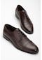 Hakiki Doğal Deri Zımbalı Parçalı Kahverengi Erkek Klasik Ayakkabı-2859-kahve