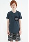 Tommy Life Orman Yeşili Ön Cepli Nakış Detaylı O Yaka Standart Kalıp Erkek Çocuk T-shirt - 11116 Yeşil