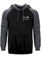 Bmw Logo M Power Motorsport 2 Gri Renk Reglan Kol Kapşonlu Sweatshirt Gri