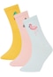 Defacto Kız Çocuk 3'lü Pamuklu Uzun Çorap N1748A6NSKR1