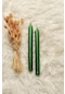 MbaHomeDekor Metalik Parlak Gövdeli Konik Uçlu Uzun Çubuk Şamdan Mumu 2'li Yeşil