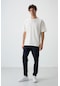 Tommy Life Ekru - Lacivert Pamuklu Kalın Yumuşak Dokulu Oversize Fit Basic Erkek Eşofman Takım - 85251 Ekru
