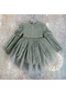 Fransız Dantelli Tüllü Kız Çocuk Elbise - Yeşil