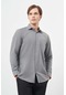 Füme Uzun Kol Düz Gabardin Sert Yaka Cepli Pamuklu Classic Comfort Fit Gömlek 1004245168 Füme