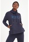 Maraton Sportswear Comfort Kadın Şal Yaka Uzun Kol Basic Açık Lacivert Sweatshirt 19417-açık Lacivert