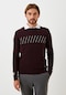 Erkek Triko Bordo Bisiklet Yaka Desenli Slim Fit Pamuklu Kazak Ncs Jeans 3725-bordo Bordo