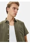 Koton Kısa Kollu Gömlek Slim Fit Klasik Yaka Düğmeli Cep Detaylı Haki 4sam60033hw