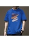 Yarım Kol Pamuklu Tok Kumaş Moda Ve Şık Erkek Yazlık Tshirt Mavi