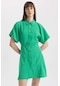 Defacto A5382ax23smgn322 Gömlek Yaka Modal Kısa Kollu Kadın Mini Elbise Yeşil