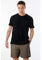 Erkek T-shirt %100 Pamuk Regular Fit Standart Kesim Bisiklet Yaka Basic Tişört Basıc-t-shırt1 Siyah