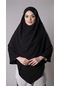 Siyah Pratik Hazır Geçmeli Tesettür Eşarp Medine İpeği Bağcıklı Çift Katlı Sufle Hijab 2302 01